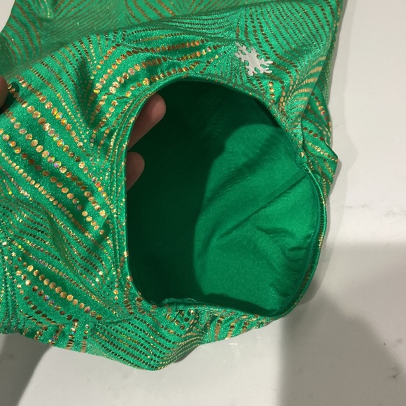Snowflake Designs Gymnastics Leotard Adult Small green & gold Excellent like new - Picture 8 of 13